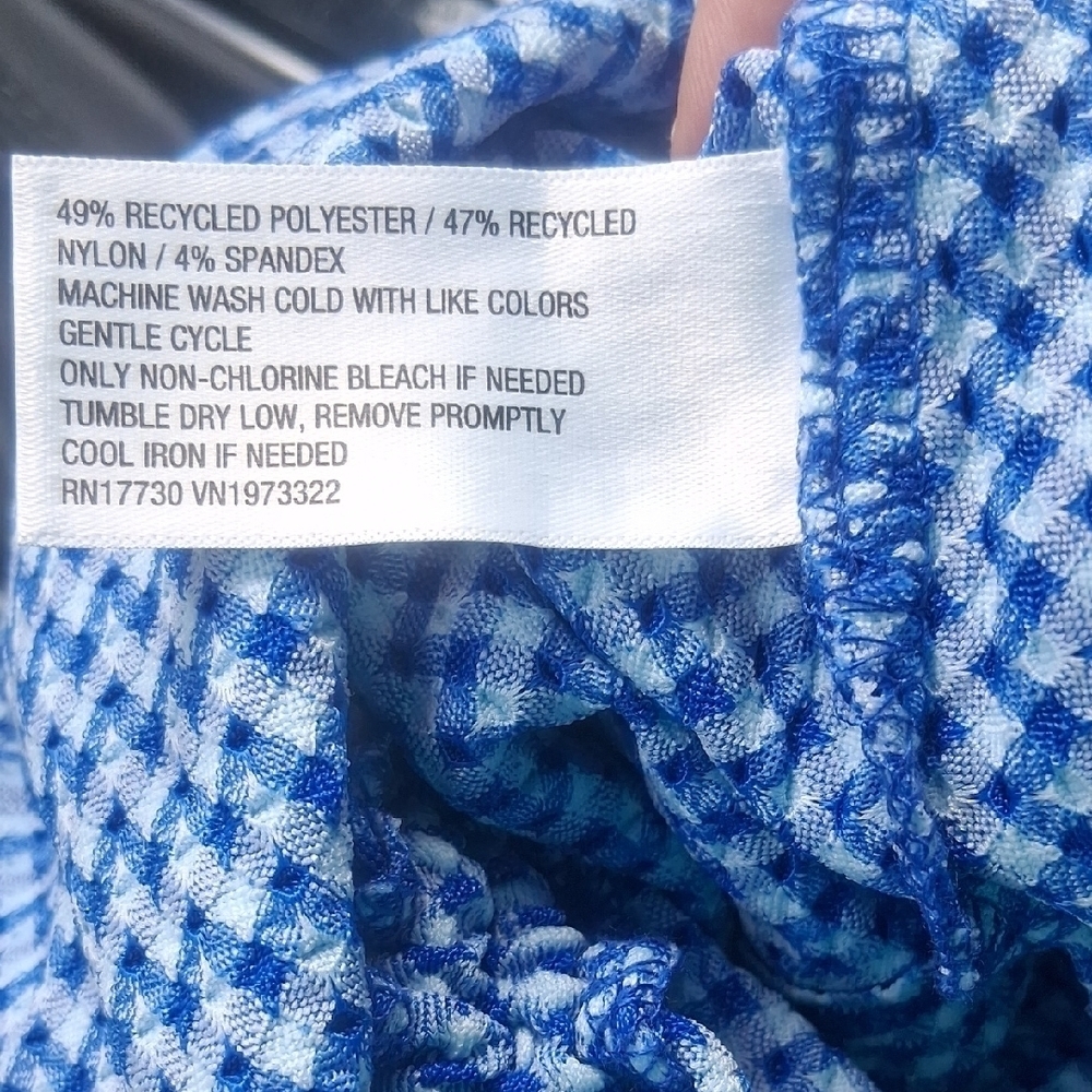 Wild Fable Blue Gingham Checkered Ruched Side Tie Tank Top XS NWT - Picture 7 of 7